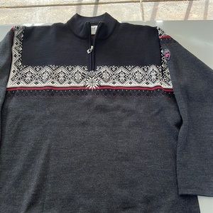 Dale of Norway Moritz Men’s Sweater - Merino Wool - Dark Charcoal Raspberry 3XL